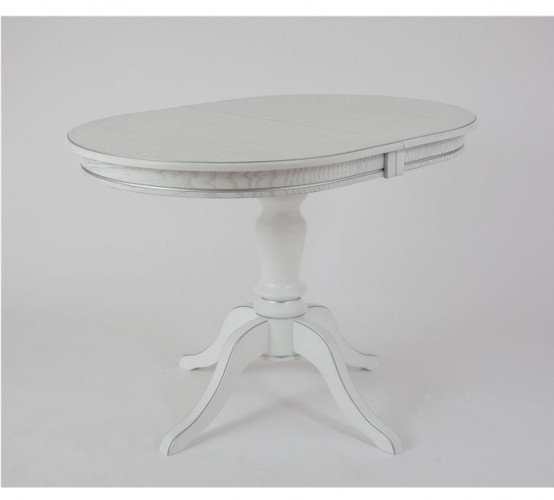 Стол обеденный овальный "Капелла" (Белый / патина серебро/шпон дуб) Тип 2 RB