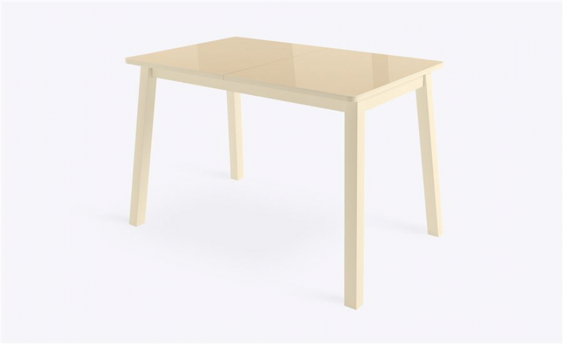 ТИРК стол раздвижной со стеклом 110(140)х70, Кремовый/Кремовый