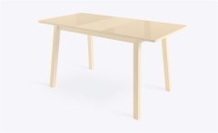 ТИРК стол раздвижной со стеклом 110(140)х70, Кремовый/Кремовый