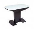 Стол "Корсика 110 " (110/141,5 х 70/стекло MATTE белое/пленка Черный мат. шагр./ЛДСП Черный)