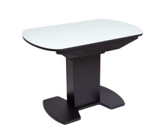Стол "Корсика 110 " (110/141,5 х 70/стекло MATTE белое/пленка Черный мат. шагр./ЛДСП Черный)