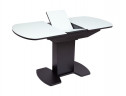 Стол "Корсика 110 " (110/141,5 х 70/стекло MATTE белое/пленка Черный мат. шагр./ЛДСП Черный)