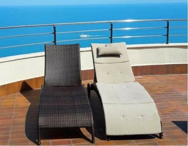 Шезлонг-лежак из иск ротанга Monaco (Монако) темно-коричневый BF