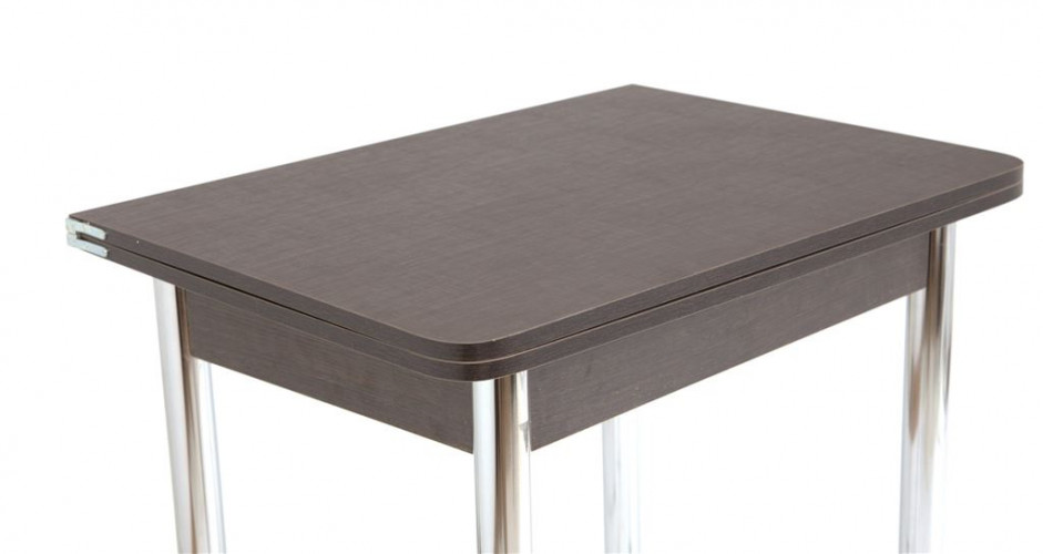 Стол обеденный ЛС-831 (Лен 8514(шоколад)/царги Вене/ноги Хром)