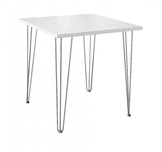 Стол для кафе Крис 750х750 ЛДСП белый\опоры хром