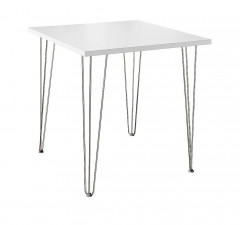 Стол для кафе Крис 750х750 ЛДСП белый\опоры хром