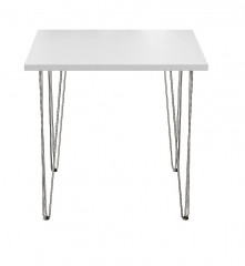 Стол для кафе Крис 750х750 ЛДСП белый\опоры хром