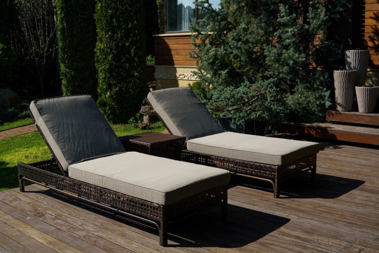 Шезлонг-лежак из иск ротанга Корсика темно-коричневый BF