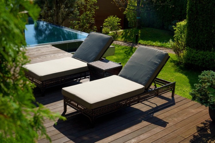 Шезлонг-лежак из иск ротанга Корсика темно-коричневый BF