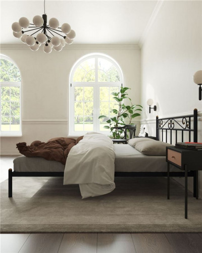 Кровать "Франческа" без изножья (160х200/ноги металл/цвет Черный)