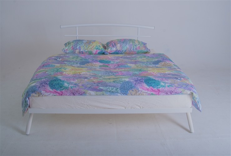 Кровать двуспальная САКУРА (140х200/металлическое основание) БЕЛЫЙ