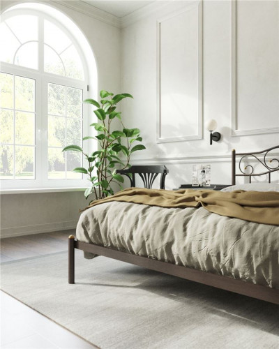 Кровать "Глэдис" без изножья (140х200/ноги металл/цвет Коричневый бархат)