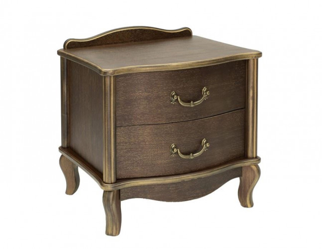 Тумбочка прикроватная "Джульетта" 2 ящ. (орех/золотая патина) Вис