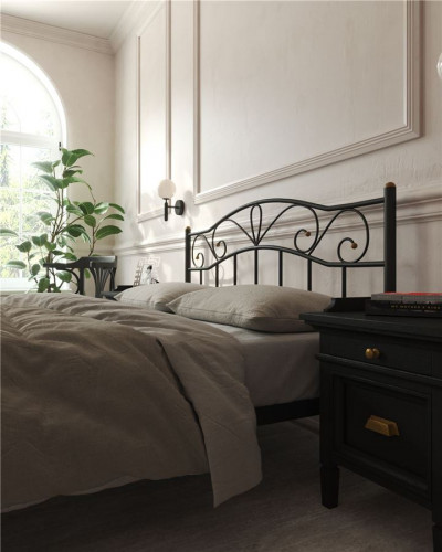 Кровать с изножьем "Глэдис"  (140х200/ноги металл/цвет Чёрный)