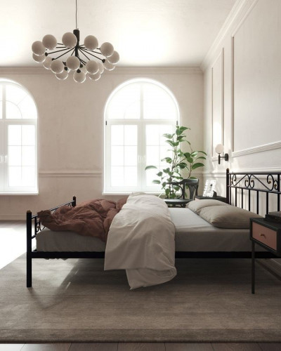 Кровать с изножьем "Франческа"  (160х200/ноги металл/цвет Коричневый бархат)