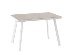 БОРГ-120(160)х80 стол раздвижной со стеклом, Латте/Белый