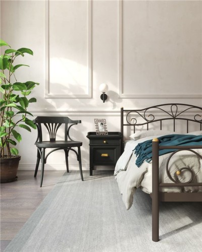 Кровать с изножьем "Глэдис" (140х200/ноги металл/цвет Коричневый бархат)