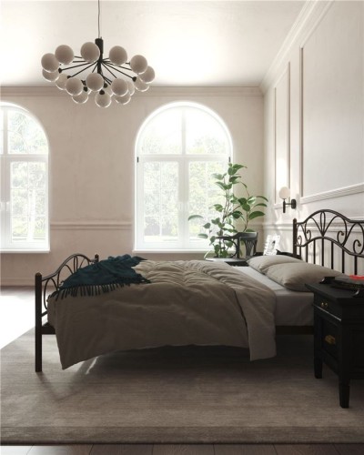 Кровать с изножьем "Глэдис" (140х200/ноги металл/цвет Коричневый бархат)