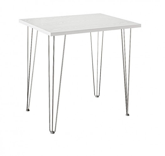 Стол для кафе Крис 800х590 ЛМДФ белый\опоры хром