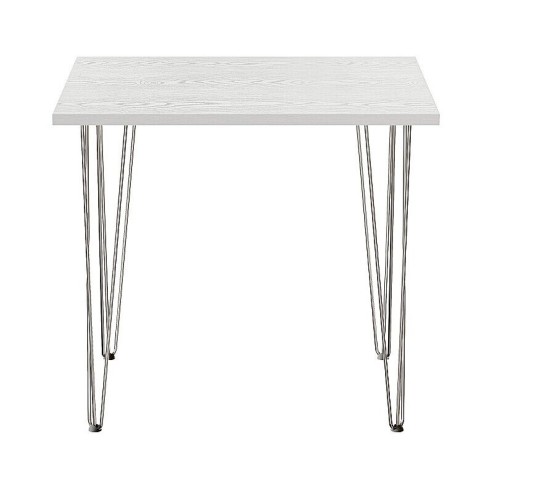 Стол для кафе Крис 800х590 ЛМДФ белый\опоры хром