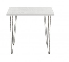 Стол для кафе Крис 800х590 ЛМДФ белый\опоры хром