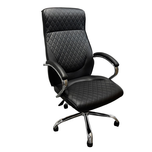 Кресло руководителя Альберт экокожа черная ДТГ хром ИМ