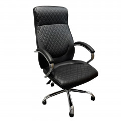 Кресло руководителя Альберт экокожа черная ДТГ хром ИМ