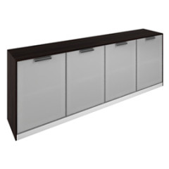 Шкаф низкий c 4 стеклянными дверками 183*44*88, шпон