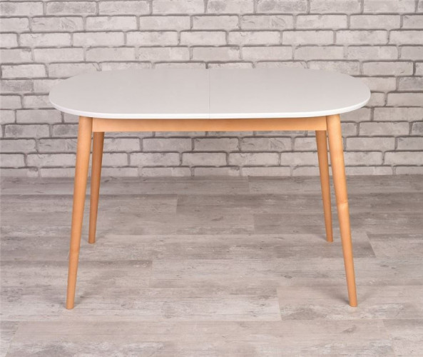 Стол овальный Алиса-1200  (белый/натуральный) раздвижной