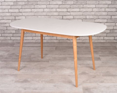 Стол овальный Алиса-1200  (белый/натуральный) раздвижной