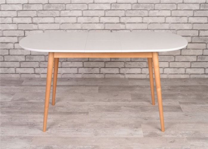 Стол овальный Алиса-1200  (белый/натуральный) раздвижной