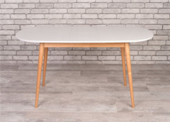 Стол овальный Алиса-1200  (белый/натуральный) раздвижной