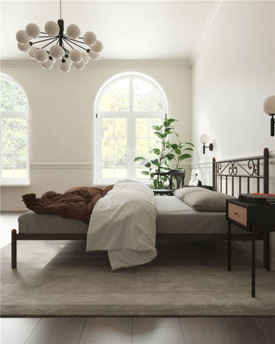 Кровать "Франческа" без изножья (120х200/ноги металл/цвет Коричневый бархат)