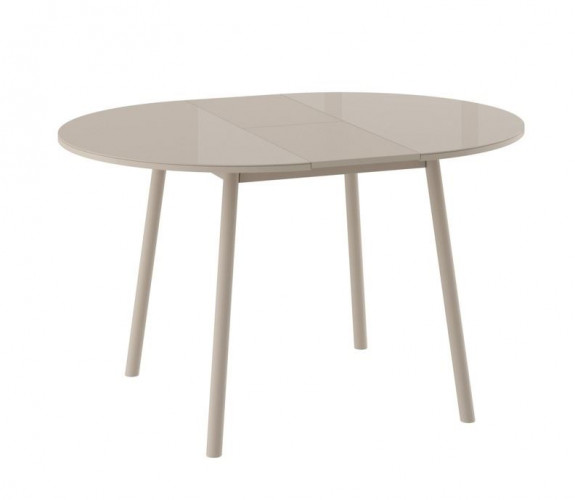 РАУНД стол круглый раздвижной со стеклом D100(137х100) см, Капучино/Капучино
