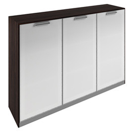 Шкаф средний c 3 стеклянными дверками 183*44*126, шпон+стекло