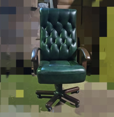 Кресло руководителя Alberto steel нат кожа зелёная/дерево ИМ