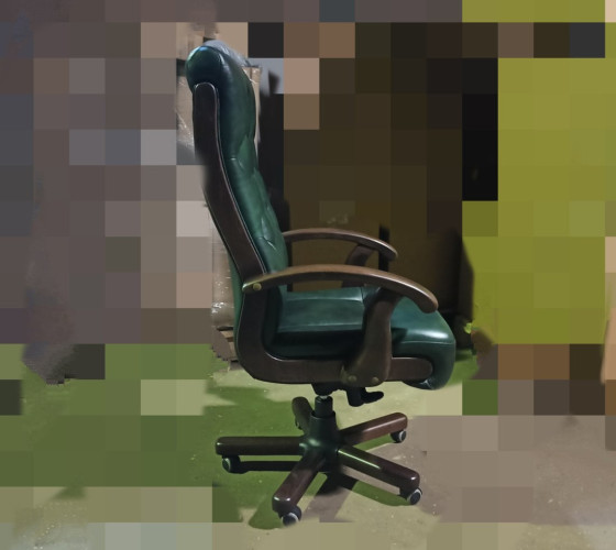 Кресло руководителя Alberto steel нат кожа зелёная/дерево ИМ