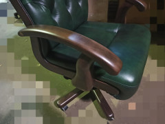 Кресло руководителя Alberto steel нат кожа зелёная/дерево ИМ