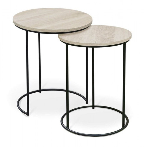 Стол журнальный СТ 7-SHT (ЛДСП/металл, дуб беленый/черный муар)