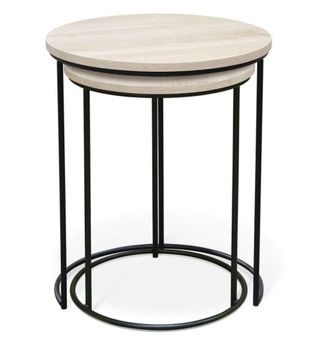 Стол журнальный СТ 7-SHT (ЛДСП/металл, дуб беленый/черный муар)