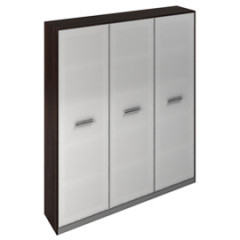 Шкаф высокий c 3 стеклянными дверьми 183*44*203, шпон + стекло