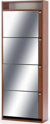 Обувница Комфорт К-4S (Темный Орех/Зеркало)