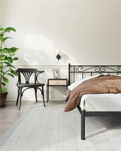 Кровать "Франческа" без изножья (140х200/ноги металл/цвет Черный)