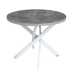 Стол круглый "Шип-32" ноги белые (пластикТерра графит 1426/ЛДСП 32 мм/кромка серый)