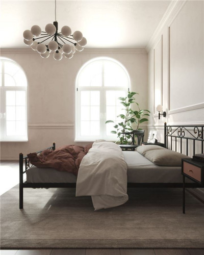 Кровать "Франческа" с изножьем (140х200/ноги металл/цвет Черный)