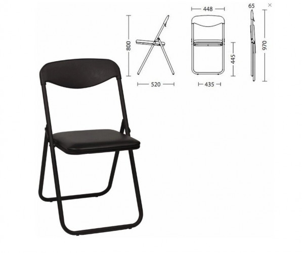 Стул для посетителей складной Jack Black черный каркас кожзам V14 черный