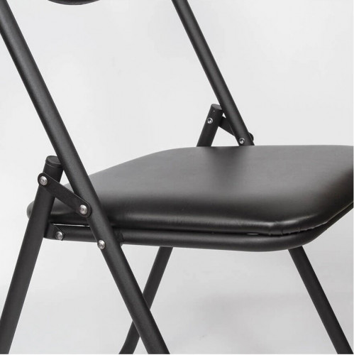 Стул для посетителей складной Jack Black черный каркас кожзам V14 черный