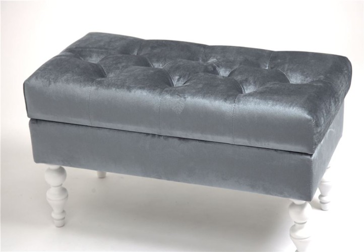 Банкетка Виктория (эмаль белая / 25 - грязно-голубой)