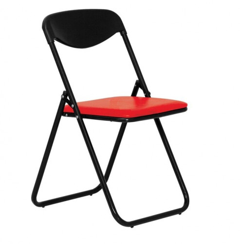 Стул для посетителей складной Jack Black черный каркас кожзам V27 красный