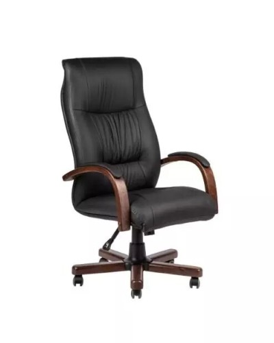 Кресло руководителя Амбассадор нат кожа черная/дерево МБ ИМ